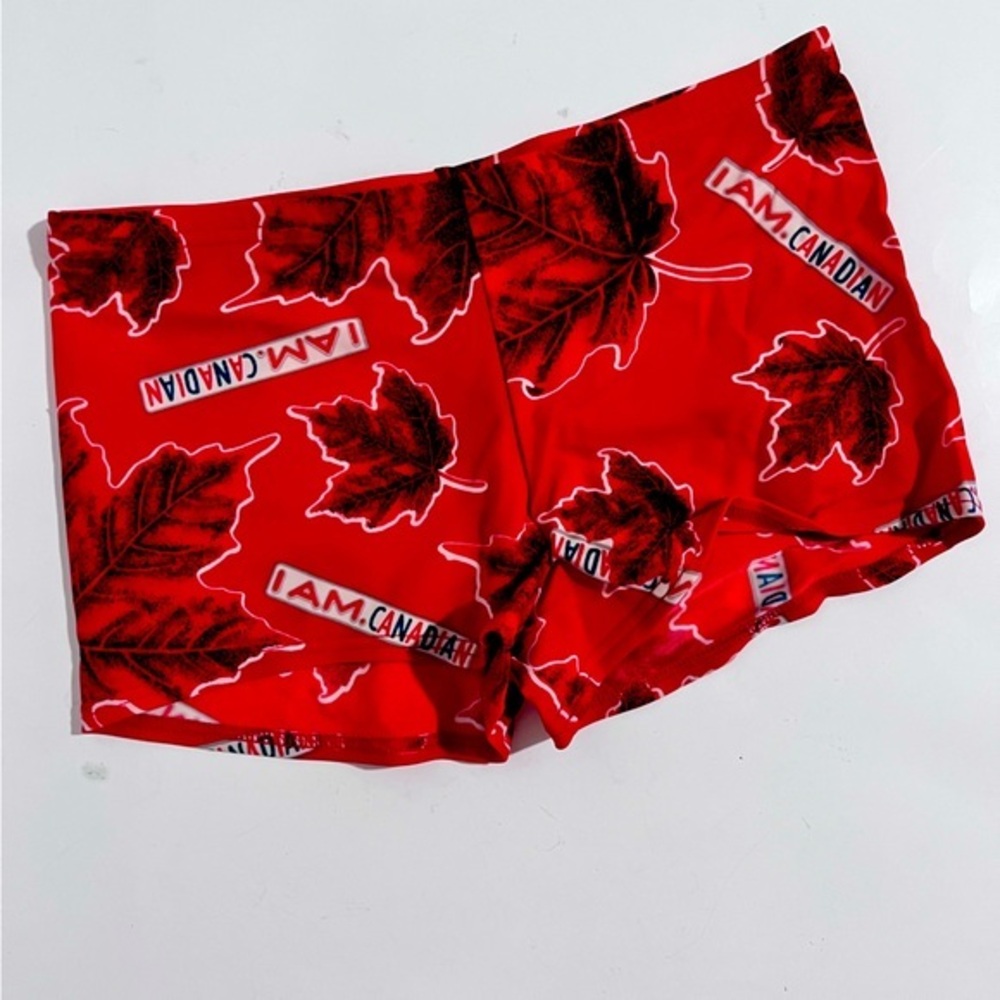 Vintage Molson  Canadian Red I AM CANADIAN Boy Shorts Swim Bottoms Unisex  M